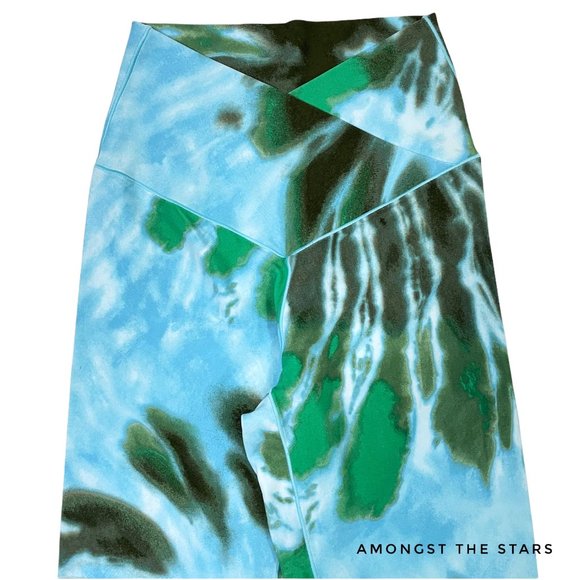 OFFLINE by Aerie High Waisted Blue Green Black Tie Dye Crossover Leggings - Picture 8 of 10